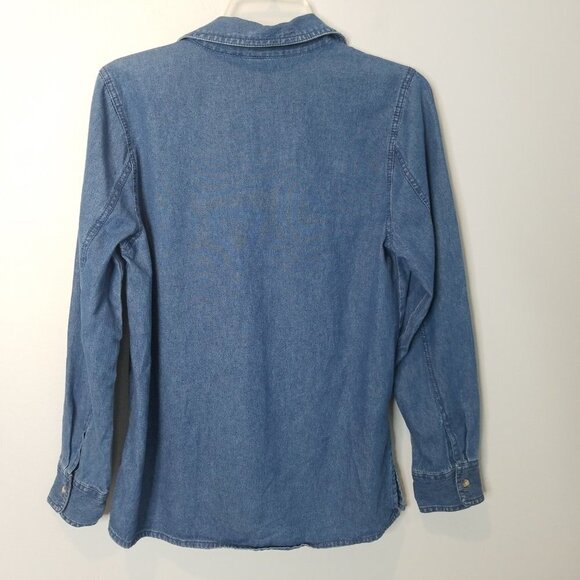 Chambray button down Snowman Snowflakes shirt - Picture 5 of 8